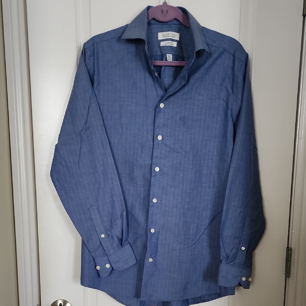 COLLECTION BY MICHAEL STRAHAN Men's Blue Dress Shirt Size 15 1/2 34/35